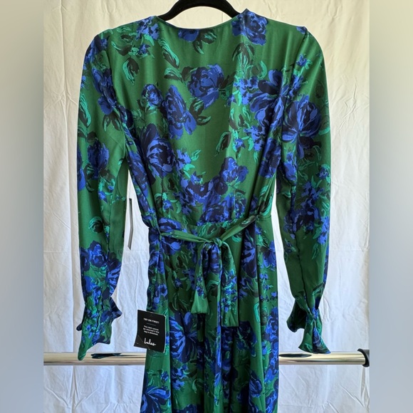 Lulus Romantic Blooms Green Floral Print Midi Wrap Dress - Picture 7 of 9